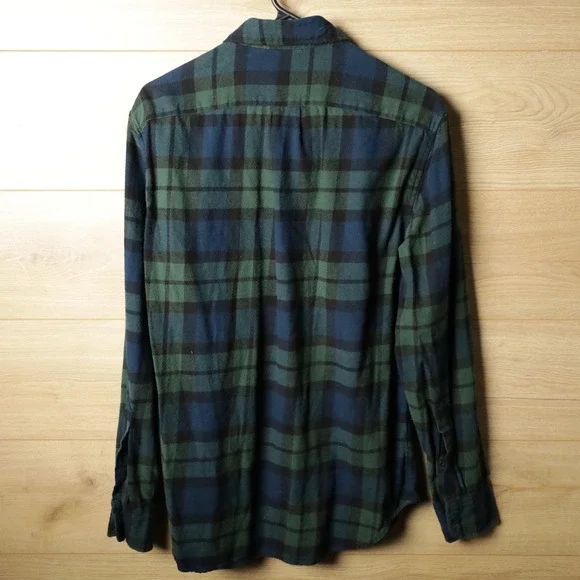 J Crew Classic Flannel Long Sleeve Shirt Blue Green Plaid Size Medium - Picture 2 of 6